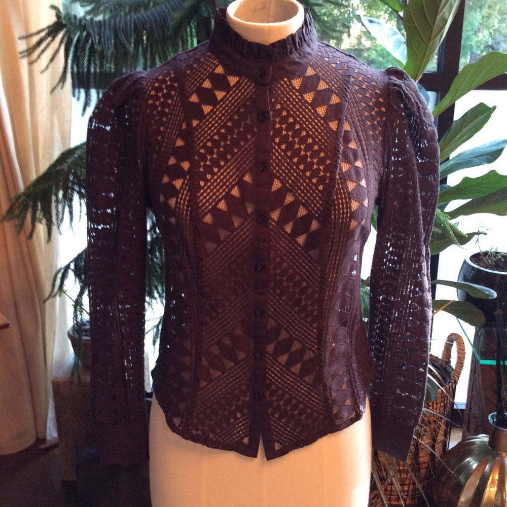 Anthropologie Laced Buttondown Meadow Rue Blouse